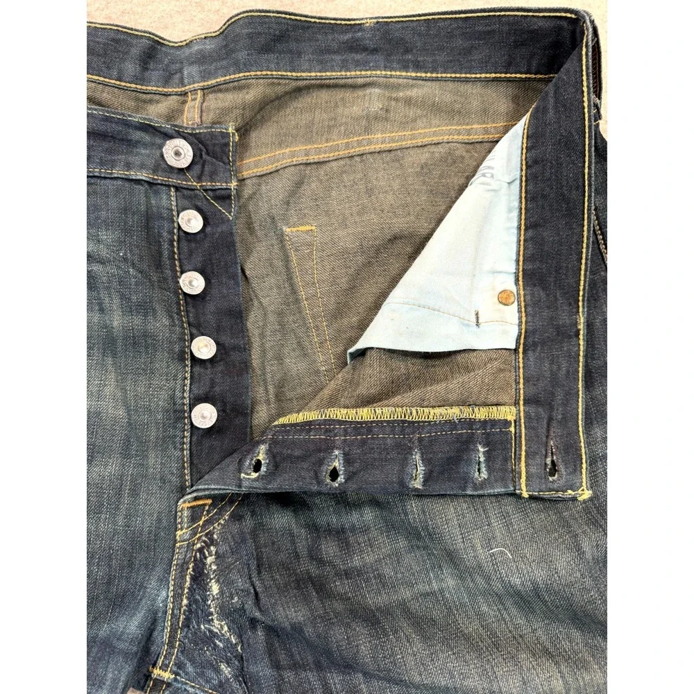 Vintage Levi's 501 Jeans Men 38x34 Dark Blue Denim Faded Straight Leg Button Fly